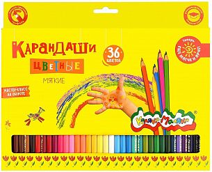 Набор цветных карандашей Каляка-Маляка 36 цв. шестигранные, деревянные, в картонной упаковке