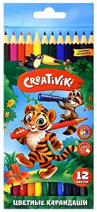 Набор цветных карандашей Creativiki 12 цв. шестигранные, деревянные, в картонной упаковке