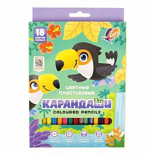 Набор цветных карандашей Луч ZOO 18 цв. шестигранные, пластиковые, в картонной упаковке