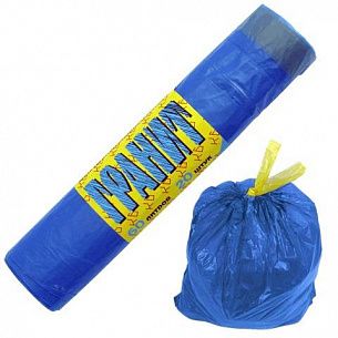 Мешки для мусора КОНЦЕПЦИЯ БЫТА ГРАНИТ с завязками ПНД 15 мкм, 60 литров, 20 штук, рулон, синие