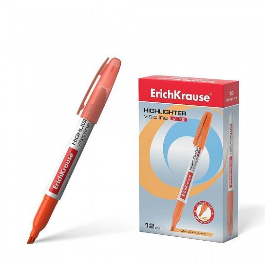 Текстмаркер ErichKrause® Visioline V-15, цвет чернил оранжевый  (в коробке по 12 шт.)