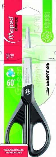 Ножницы MAPED ESSENTIALS GREEN 170 мм эргоном. ручки пластиковые
