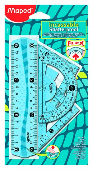 Набор чертежный FLEX пластик 4 предмета тониров. ассорти
