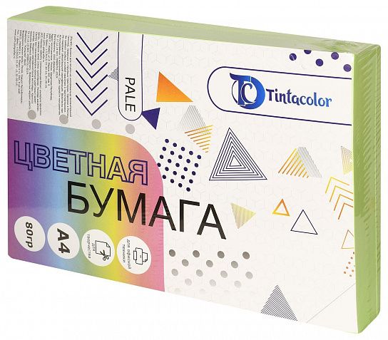 Бумага цветная для печати Tintacolor А4 80 г/м2 500 л пастель зеленый