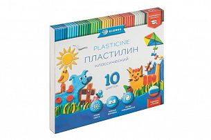 Пластилин GLOBUS КЛАССИЧЕСКИЙ 10 цветов, 200 г, со стеком