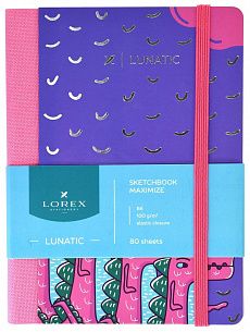 Скетчбук LOREX MAXIMIZE B6, 80л. 100 г/м2, твердая обложка soft touch и фольга серия LUNATIC