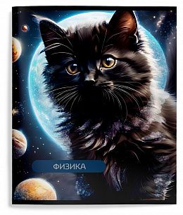 Тетрадь 48 л. А5 клетка, на скрепке, Schoolformat КОСМОКОТИК Физика мелованный картон, запечатка форзаца, глиттер