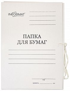 Папка с завязками INFORMAT А4 белый мелов. картон 320 г/м2