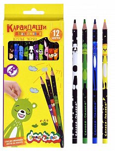 Набор цветных карандашей Каляка-Маляка С ПЕРСОНАЖАМИ 12 цв. круглые, пластиковые, принт на корпусе, в картонной упаковке
