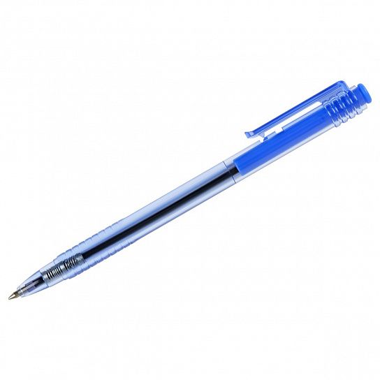 Ручка шариковая автоматическая Стамм 500 синий 0,7 мм круглый корпус тонированный