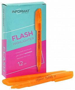 Маркер текстовый INFORMAT FLASH 1—4 мм, оранжевый, скошенный