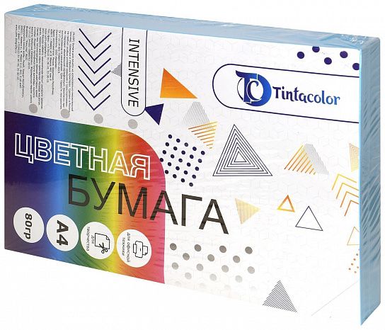 Бумага цветная Tintacolor, формат А4, 80 гр./м2, 500 листов, интенсив, цвет – синий