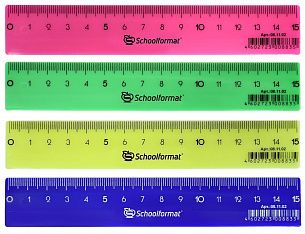 Линейка 15 см, пластик, ассорти