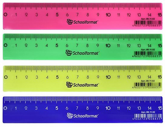 Линейка Schoolformat 15 см пластик непрозрачный, ассорти