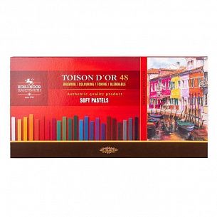 Пастель художественная сухая мягкая Koh-I-Noor TOISON D`OR SOFT 8586 48 цв. ассорти, квадратная в картонной упаковке