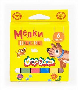 Мелки цветные Каляка-Маляка 6 шт, квадратные, в картонной упаковке с европодвесом