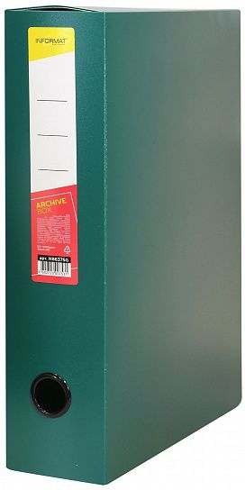 Короб архивный INFORMAT 75 мм А4, зеленый, пластик, собран
