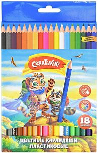 Набор цветных карандашей Creativiki, 18 цветов, шестигранные, пластиковые