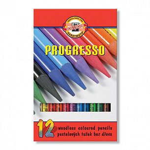 Карандаши цветные KOH-I-NOOR PROGRESSO цельнографитные, 12 цветов, круглый корпус, картонная упаковка