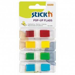Закладки клейкие пластиковые STICK'N 4 цвета по 35 листов, 12x45 мм