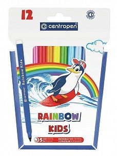 Фломастеры Centropen РАДУГА классические 12 цв. круглый корпус, стандартные, конверт