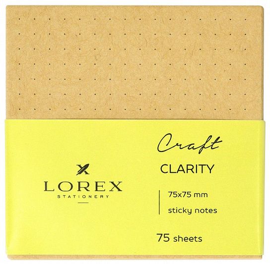 Блок самоклеящийся LOREX CRAFT серии CLARITY 75х75 мм, 75 листов, крафт, в точку