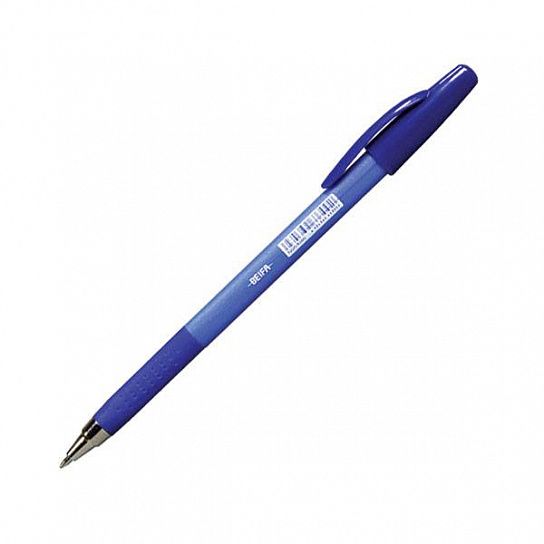 Ручка шариковая Beifa 0,7 мм синяя резиновый грип треугольный корпус