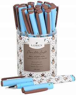 Ручка масляная LOREX ILLEGALLY CUTE.PUG-UNICORN Double Soft синяя, игловидный наконечник, 0,7 мм