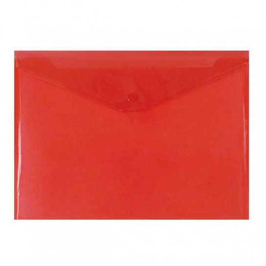 Пластиковый конверт INFORMAT А4, на кнопке, прозрачный 180 мкм, красный