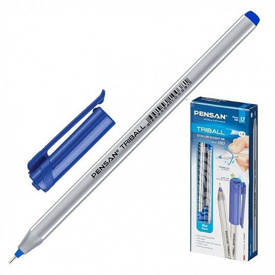 Ручка шариковая PENSAN TRIBALL синий 1 мм трехгранный корпус