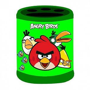 Подставка для канцелярии, ANGRY BIRDS, 3 отделения, зеленый, пластик