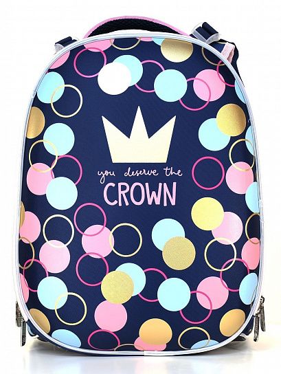 Рюкзак Schoolformat Shiny crown, модель ERGONOMIC+, жесткий каркас, двухсекционный, 38х30х18 см, 17 л, для девочек