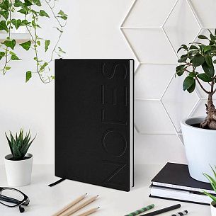 Ежедневник недатированный, А5, LOREX NOTES CLASSIC, 128 л., мягкая обложка, черный металлик, с блинтовым тисненим, ляссе, тонированная бумаг