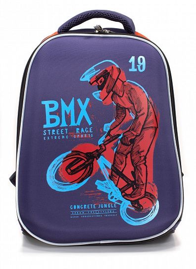 Рюкзак Schoolformat BMX Racing, модель ERGONOMIC 1, жесткий каркас, односекционный, 38х28х16 см, 15,5 л, для мальчиков