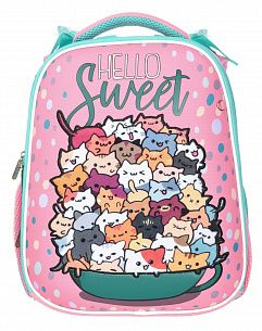 Рюкзак Schoolformat Fluffy kittens, модель ERGONOMIC 2, жесткий каркас, двухсекционный, 38х29х18 см, 19,8 л, для девочек