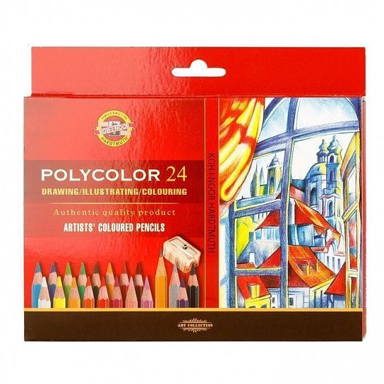Карандаши цветные художественные POLYCOLOR, 24цв с аксессуарами