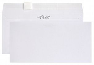 Конверт почтовый Е65 (110x220) чистый, белый, стрип, 80 г/м2