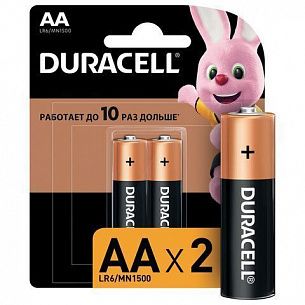 Батарейки Duracell BASIC AA LR6 алкалиновые 1,5V 2 шт/упак