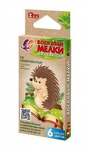 Набор восковых мелков Луч ZOO 6 цв. шестигранные, смываемые, диаметр 8 мм