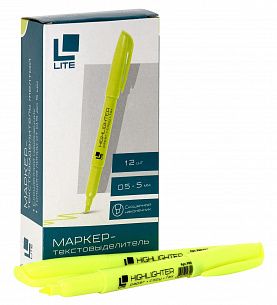 Маркер текстовый тонкий LITE 0,5-5 мм желтый скошенный 1 шт