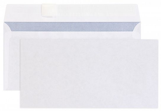 Конверт почтовый Е65 (110x220) чистый, белый, стрип, 80 г/м2