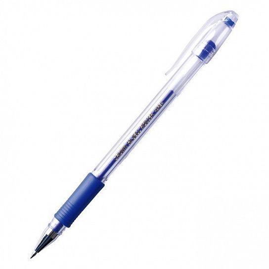 Ручка гелевая Crown Hi-Jell Grip 0,5 мм синяя, круглый корпус, грип