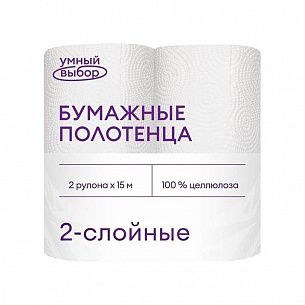 Полотенце бум. 2 сл. Умный выбор рул. 21х11 см 165 л. 2 шт/упак белый целл.