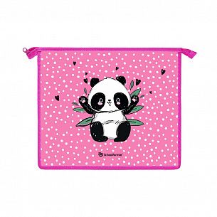 Папка для тетрадей 1 отделение А5 Schoolformat PANDASTIC розовая, молния сверху, пластик, для девочек