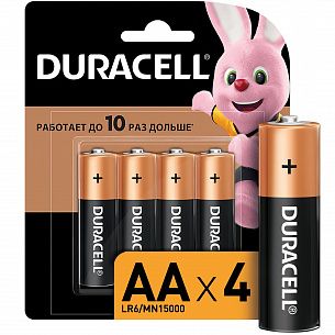Батарейки DURACELL BASIC AA алкалиновые 1,5 V, 4 штуки в упаковке