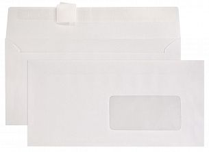 Конверт почтовый Е65 (110х220) ОКНО справа, белый, стрип, 80 г/м2