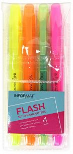 Набор текстовых маркеров INFORMAT FLASH 1—4 мм, 4 цвета, скошенный