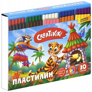 Пластилин Creativiki 10 цветов, 150  г, со стеком