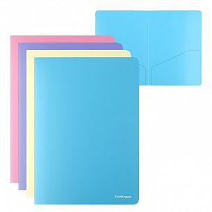 Папка-уголок ErichKrause® Diagonal Pastel A4, полупрозрачный пластик 180 мкм, с 2 карманами, ассорти