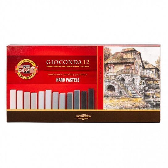Пастель художественная твердая Koh-I-Noor GIOCONDA 8122 gray line 48 цв. ассорти, квадратная в картонной упаковке